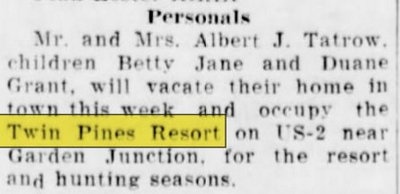 Twin Pines Resort - May 28 1942 Article